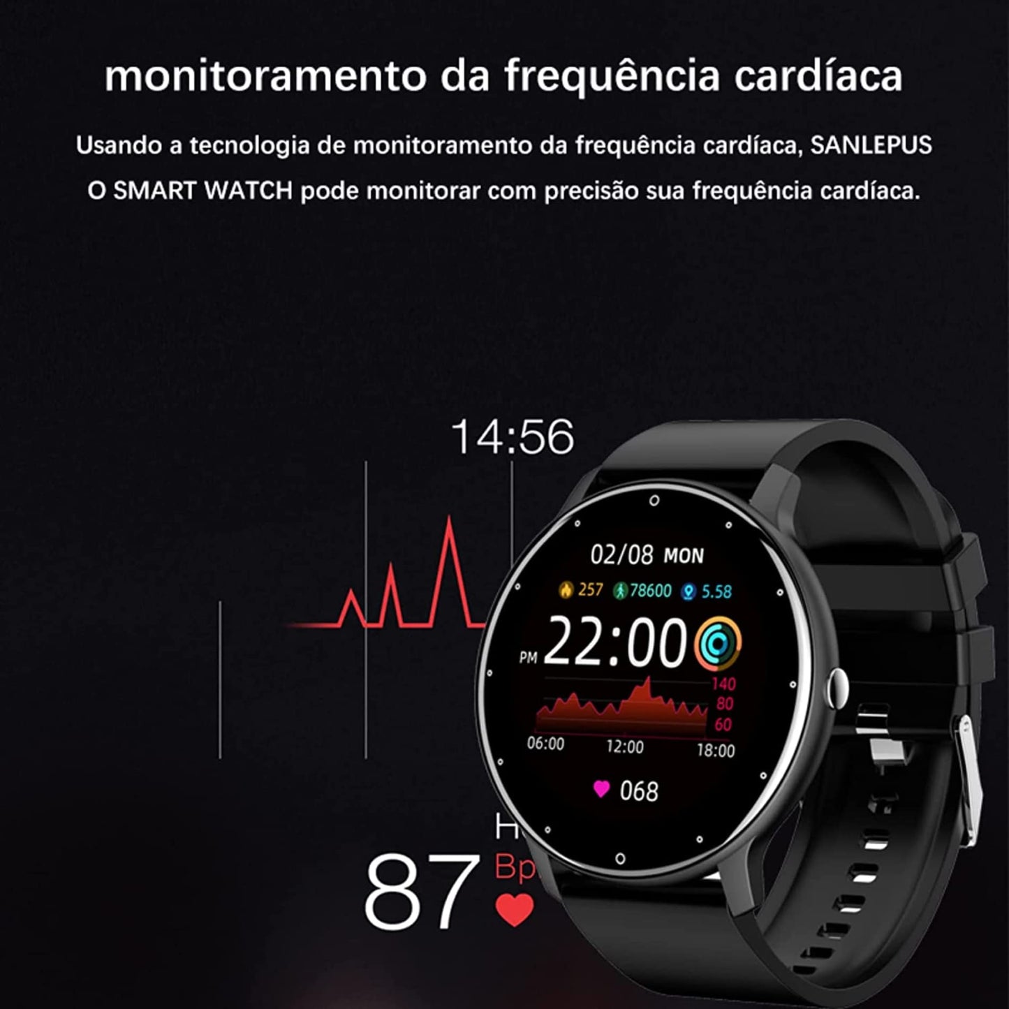 Smartwatch Esportivo BW0223 Ultra Fino IP67 Redondo